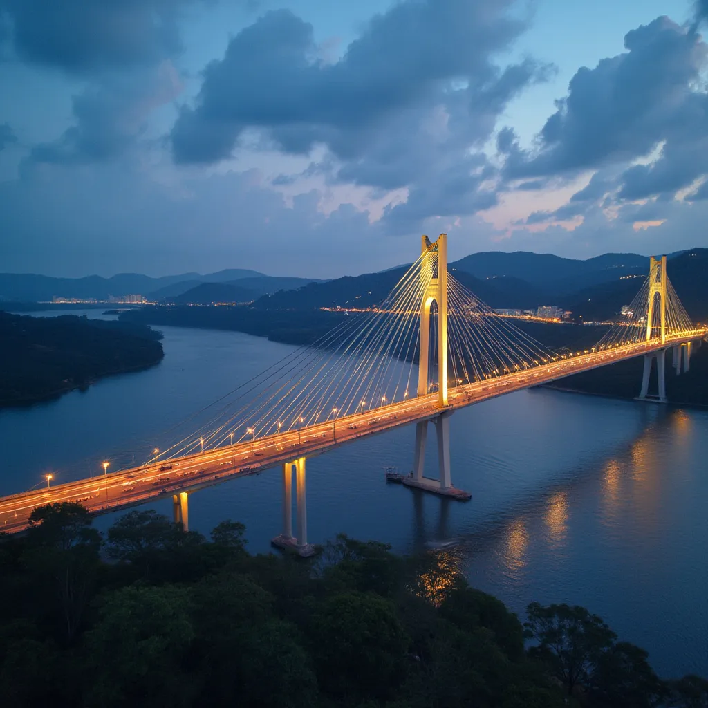 Ponte estaiada sobre rio importante